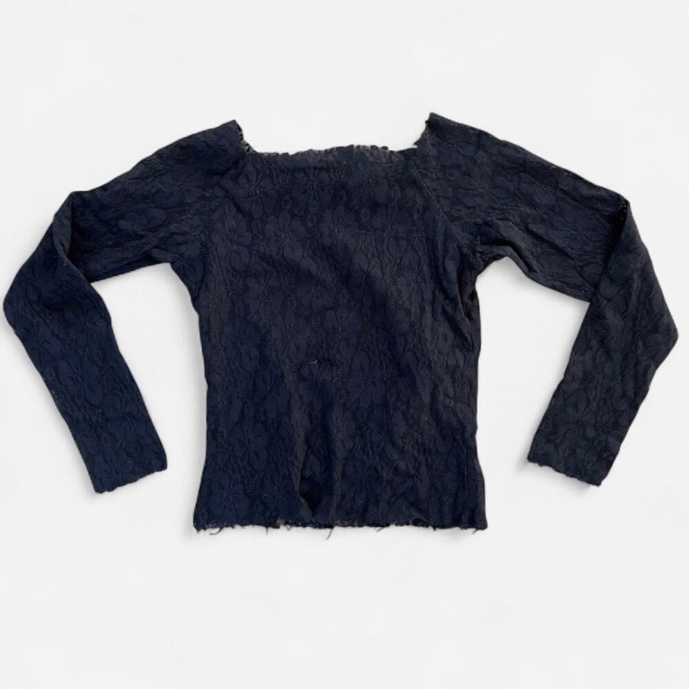Kaos Vintage Italian Floral Mesh Lace 3/4 Long Sleeve Top